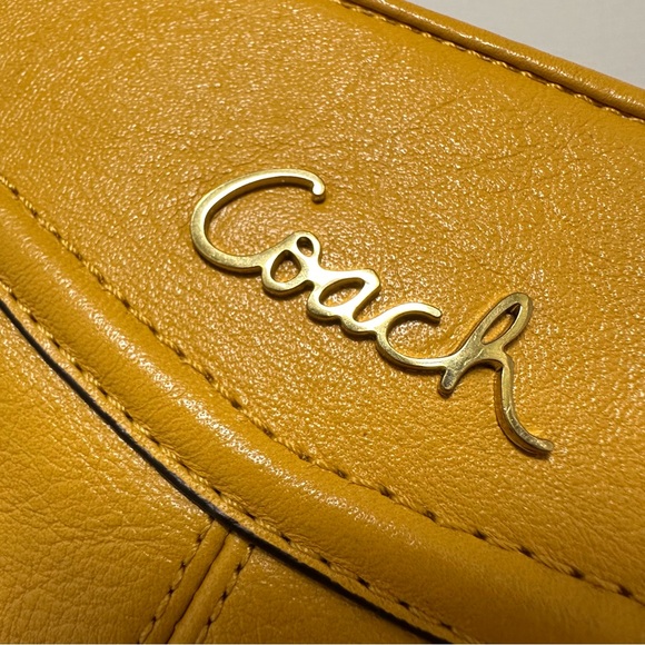 Coach Ashley Medium Leather Pleated Satchel Sunflower Yellow - Picture 11 of 15